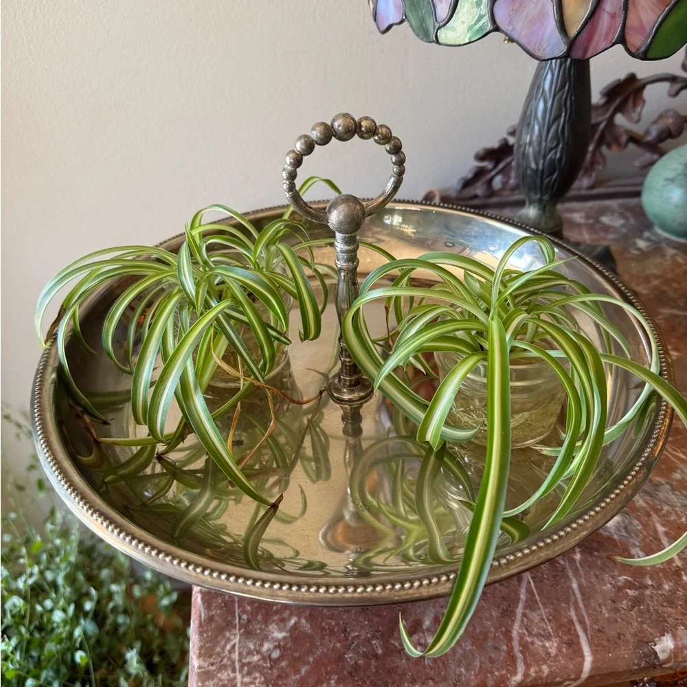 Vintage Godinger Rustic Silver Plated Two-Tier Handled Tazza Serving Dish - Picture 6 of 11